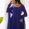 Rich Royal Blue Laheriya Print Georgette Anarkali Suit with Dupatta