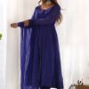 Rich Royal Blue Laheriya Print Georgette Anarkali Suit with Dupatta