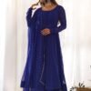 Rich Royal Blue Laheriya Print Georgette Anarkali Suit with Dupatta
