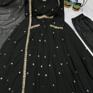 Black Georgette Anarkali Suit Set