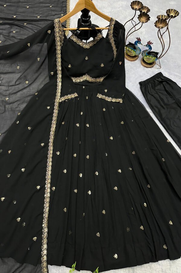Black Georgette Anarkali Suit Set