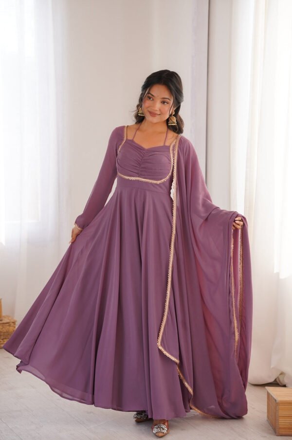 Mauve Pink Fox Blooming Georgette Anarkali