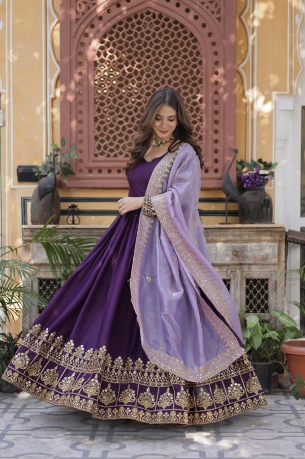 Purple Wedding Wear Gown