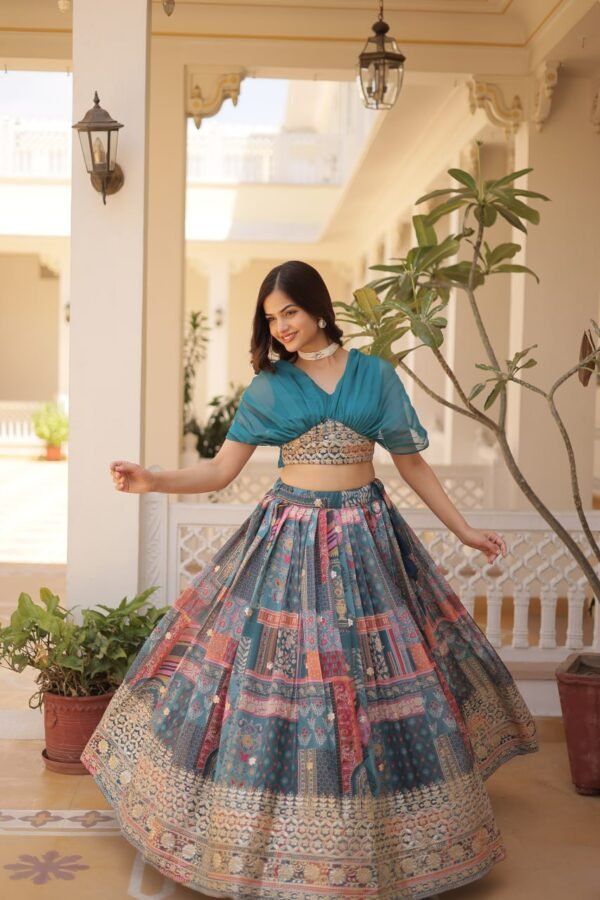 Luxurious Turkish Russian Silk with Digital Print Lehenga with Designer Blouse