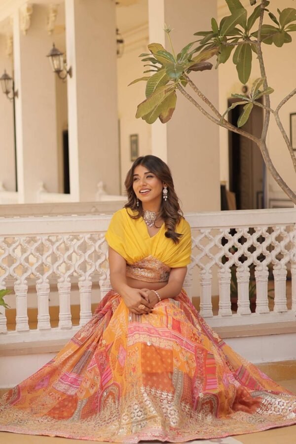 Suratikart Yellow Silk Lehenga with Designer Blouse