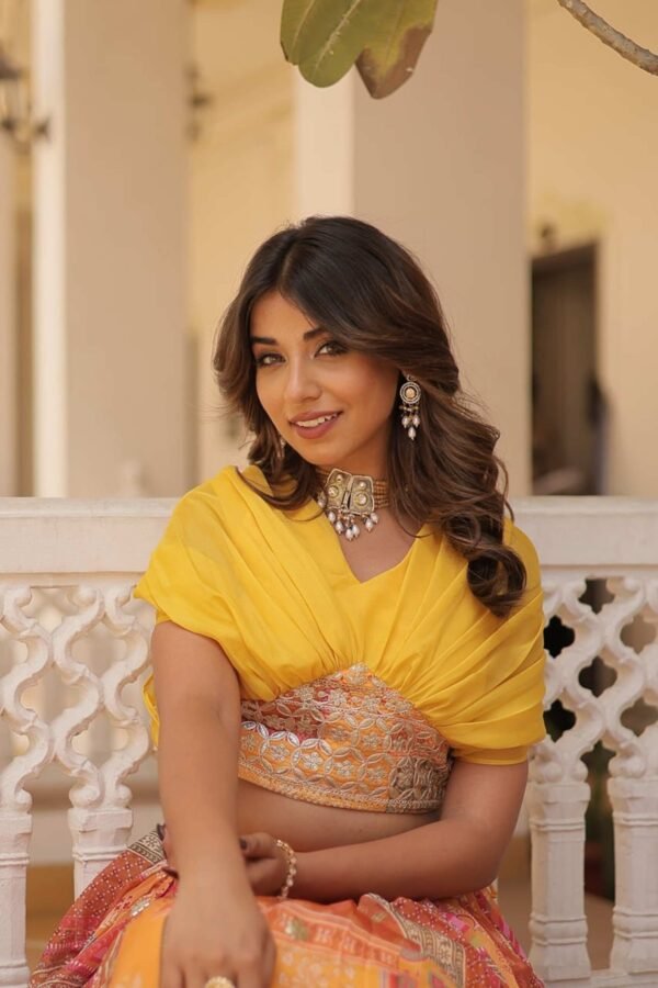 Suratikart Yellow Silk Lehenga with Designer Blouse