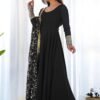 Timeless Black Georgette Gown Ensemble Luxurious Embellishments