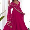 Dazzling Pink Georgette Gown Set Unforgettable Style