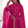 Dazzling Pink Georgette Gown Set Unforgettable Style