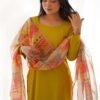 Mustard Viscose Straight Kurta Set for Office Wear