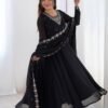Black Georgette Embroidered Anarkali Suit Set