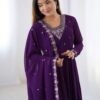 Purple Georgette Embroidered Anarkali Suit Set