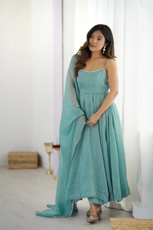 Powder Blue Anarkali Suit with Swarovski Work