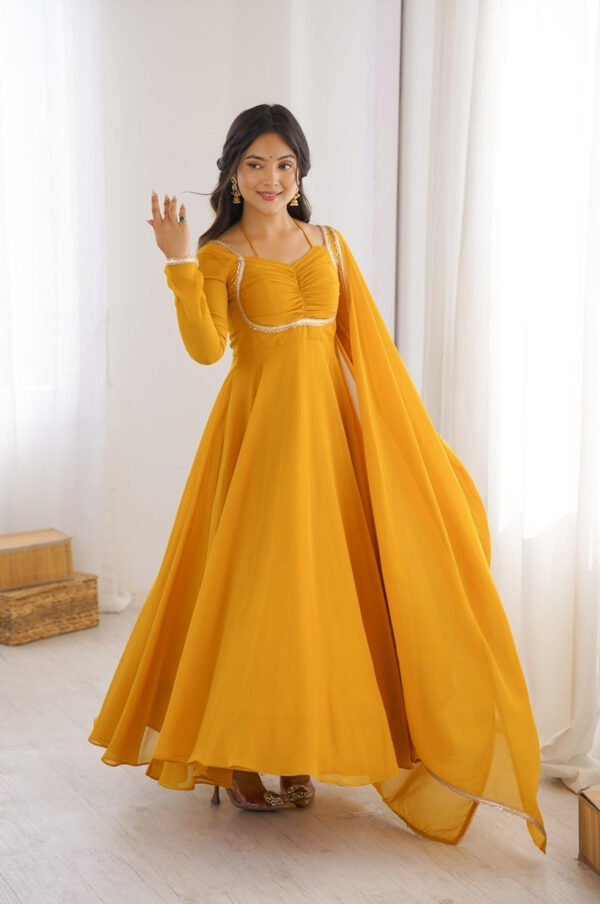 Sunshine Yellow Fancy Anarkali Gown