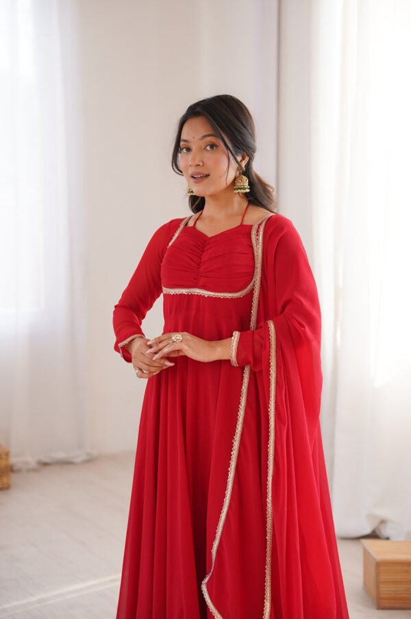 Red Color Fully Flared Anarkali Gown with Dupatta