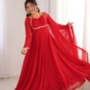 Red Color Fully Flared Anarkali Gown with Dupatta