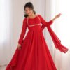 Red Color Fully Flared Anarkali Gown with Dupatta