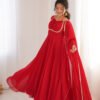 Red Color Fully Flared Anarkali Gown with Dupatta