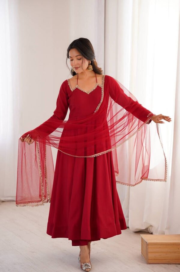 Royal Maroon Festive Anarkali Gown Set