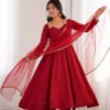 Royal Maroon Festive Anarkali Gown Set