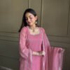 Pink Crunchy Silk Farshi Salwar Suit with Swarovski Work