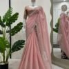 Pink Color Beautiful Designer Saree on Tibby Silk Fabric