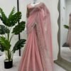 Pink Color Beautiful Designer Saree on Tibby Silk Fabric