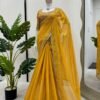 Yellow Color Beautiful Designer Saree on Tibby Silk Fabric