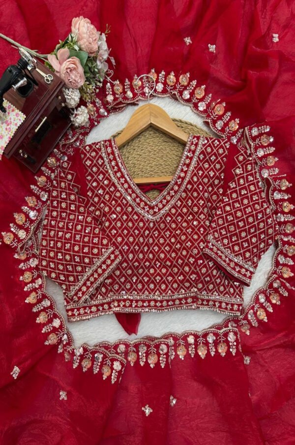 Red Fendy Silk Wedding Wear Saree