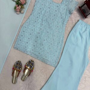 90s Iconic Sky Blue Kurti Set