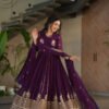 Violet Blooming Georgette Anarkali Gown