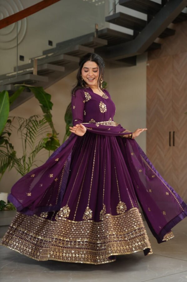 Violet Blooming Georgette Anarkali Gown
