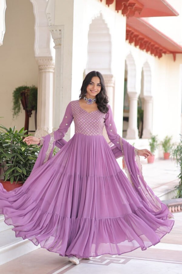 Onion Color Georgette Designer Gown