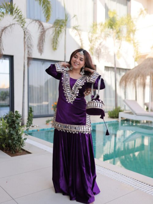 Royal Purple Ice Velvet Suit Set