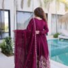 Mulberry Wine Rangoli Silk Gown Set