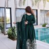 Rich Green Rangoli Silk Gown Set