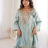 Premium Misty Blue Real Mirror Work Suit Set in HO Fabric