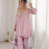 Premium Metallic Pink Real Mirror Work Suit Set in HO Fabric