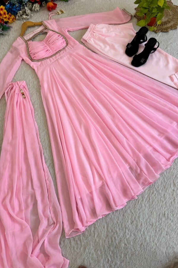 Pink Fancy Anarkali Gown Set