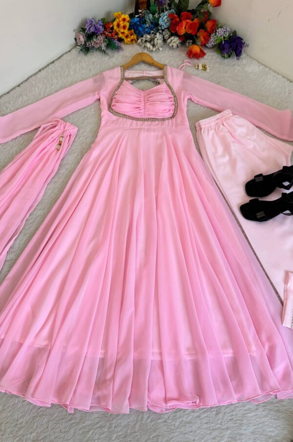 Pink Fancy Anarkali Gown Set