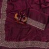 Cherry Oak Space Silk Heavy Saree with Original Jarkhan Diamond Work