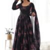 Ready-to-Wear Black Floral Gown with Dupatta