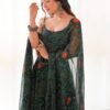 Green Bandhej Print Chiffon Gown with Dupatta - Lightweight & Flowy