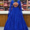 Blue Laheriya Print Traditional Gown