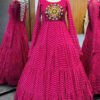Rani Pink Laheriya Print Traditional Gown