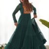 Green Laheriya Print Traditional Gown