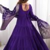 Purple Roman Silk Four-Layer Anarkali Gown Set