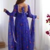 Royal Blue Bandhej Print Anarkali Suit Set