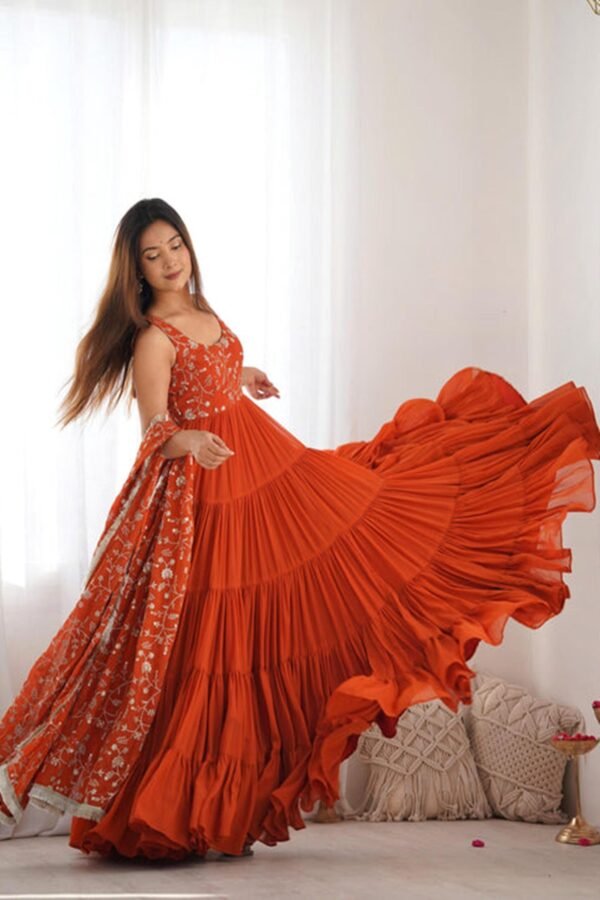 Elegant Orange Anarkali Set for Special Occasions