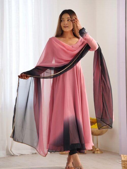 Elegant Pink Fox Georgette Anarkali Suit